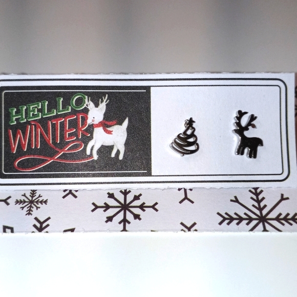 Christmas Tree and Deer Stainless Steel Stud Earrings - Picture 2 of 5